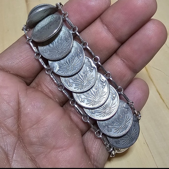 Mexico 20 Centavos .720 Silver Coin Bracelet 20 Coins Measures 8 In Weighs 71g - Picture 3 of 9